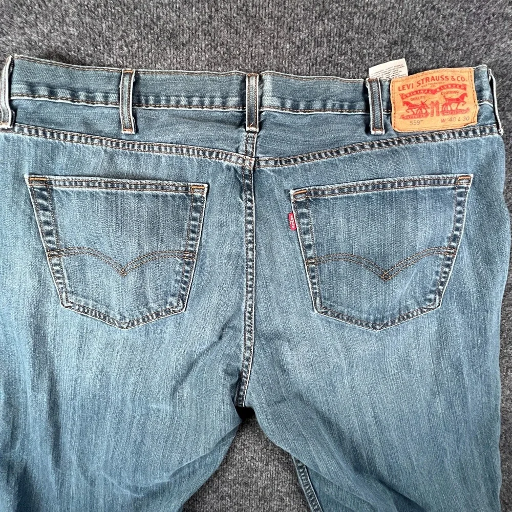 Levi's 559 Jeans Mens‎ 40X29 Blue Denim Cotton Mid Rise Relaxed Fit Straight Leg